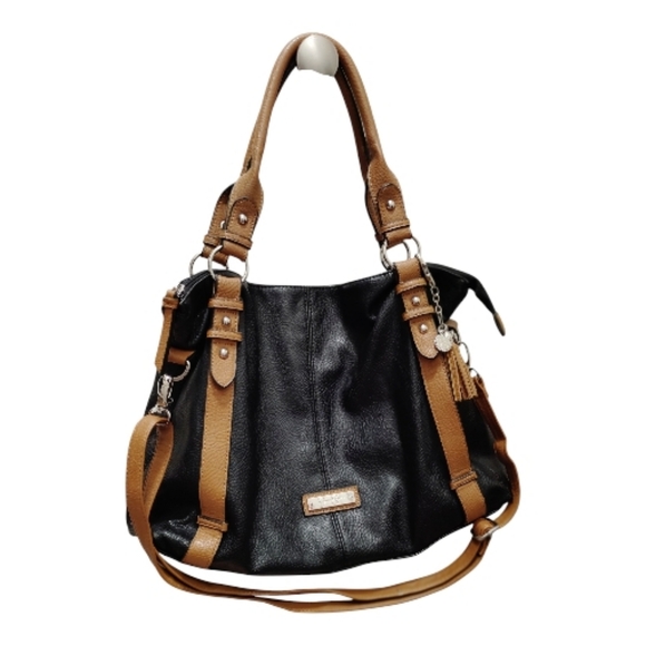 🖤*Jessica Simpson* Black and Tan Hobo Bag GENUINE LEATHER ! - Picture 3 of 9